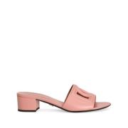 Zalmroze Leren Blokhak Schoenen Dolce & Gabbana , Pink , Dames