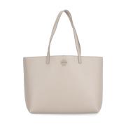 Beige Leren Winkelmandje Haak Handvatten Tory Burch , Beige , Dames