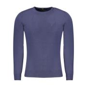 Blauwe Crew Neck Polyester Sweater Mannen Cavalli Class , Blue , Heren