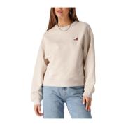 Beige Crew Neck Badge Sweater Tommy Jeans , Beige , Dames