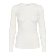 Kanten T-shirt top met boothals Kaffe , White , Dames