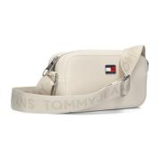 Beige Leatherlook Schoudertas met Logo Tommy Jeans , Beige , Dames