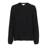 Zwart Diepe Blouse met V-Hals Kaffe , Black , Dames