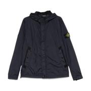 Blauwe Windbreaker Jas met Capuchon Stone Island , Blue , Heren