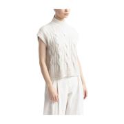 Wol en alpaca garen trui met lurex en micro-pailletten Peserico , Beig...