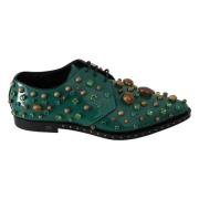 Groene Leren Kristallen Jurk Broque Schoenen Dolce & Gabbana , Green ,...