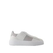 Strepen Leren Sneakers - Wit Hogan , White , Heren