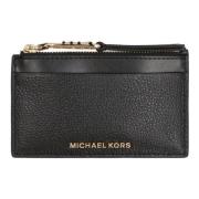 Korrelig Leren Kaarthouder met Voorvak Michael Kors , Black , Dames