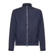 Blauwe Wol Staande Kraag Jas Brunello Cucinelli , Blue , Heren