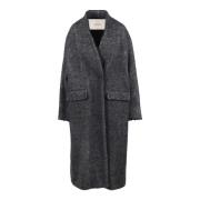 Wollen en Mohair Jas met V-Hals Jucca , Gray , Dames