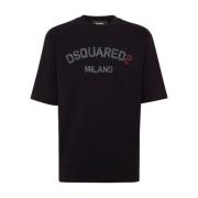 Zwarte T-shirts en Polos Dsquared2 , Black , Heren