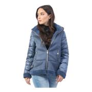 Blauwe Avion Jas met Pluche Inzetstukken YES ZEE , Blue , Dames