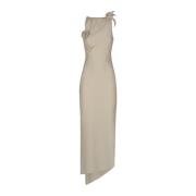 Asymmetrische Bloemenjurk Coperni , Beige , Dames