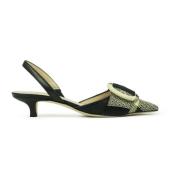 Rafia Slingback Sandalen Prosperine , Black , Dames