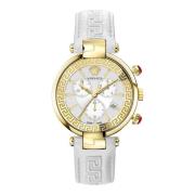 Revive Chrono Restyling Leren Band Horloge Versace , Yellow , Dames