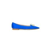 Satin Ballerina Flats met kristalaccessoire Prosperine , Blue , Dames