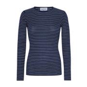 Gestreepte Zijde Kasjmier Navy/Cream Blouse Wuth , Blue , Dames