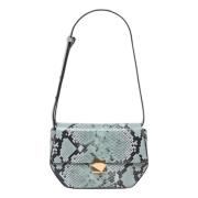 Blauwe Schouder Tas met Slangenprint Closed , Blue , Dames