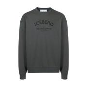 Sweatshirt met ronde hals en logo Iceberg , Gray , Heren