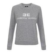 Kasjmiermix Jersey met Logo Elisabetta Franchi , Gray , Dames