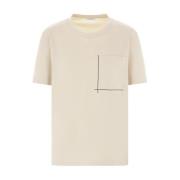 Beige Katoenen T-shirt met Zak Brunello Cucinelli , Beige , Dames