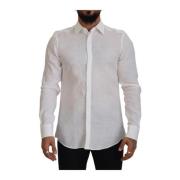 Witte Linnen Flax Jurk Shirt Dolce & Gabbana , White , Heren