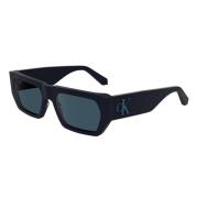 Blauwe Glossy Zonnebril Ckj24625S Stijl Calvin Klein , Blue , Unisex