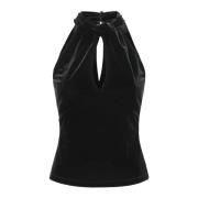 Zwart Velvet Tank Top Ganni , Black , Dames