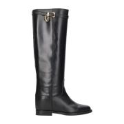 Zwarte leren sleehaklaarzen Via Roma 15 , Black , Dames