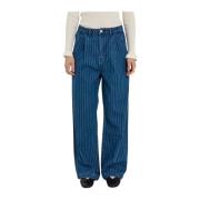 Plooi Wijde Jeans Norr , Blue , Dames