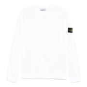 Witte Crew-neck Katoen Fleece Sweatshirt Stone Island , White , Heren