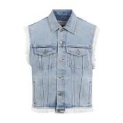 Lichtblauwe Denim Vest Valentino , Blue , Heren