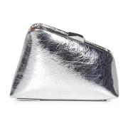 Zilveren Lam Leren Clutch Tas The Attico , Gray , Dames