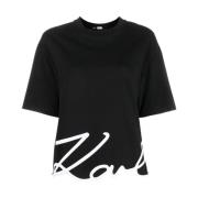 T-Shirt Karl Signature HEM Zwart Karl Lagerfeld , Black , Dames