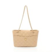 Pre-owned Leather chanel-bags Chanel Vintage , Beige , Dames