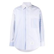 Oversized Katoenen Shirt met Patchwork Design Thom Browne , Blue , Her...