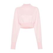 Roze Gebreide Trui met Hoge Hals Sportmax , Pink , Dames