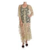 Gouden Bloemen Kant Kaftan Zomerjurk Dolce & Gabbana , Yellow , Dames