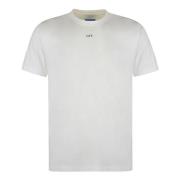 Geribbelde ronde hals katoenen T-shirt Off White , White , Heren