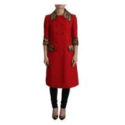 Elegante rode luipaard trenchcoat Dolce & Gabbana , Red , Dames