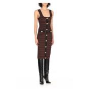 Bruine Lurex Jurk met Bandjes Retrofête , Brown , Dames