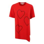 Hart Motief Kristal Crew-Neck T-Shirt Comme des Garçons , Red , Dames