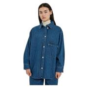 Oversized Denim Shirt Norr , Blue , Dames