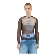 Grafische Print Mesh Crewneck Top Jean Paul Gaultier , Blue , Heren