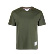 4 Bar Stripe Groen Katoenen T-Shirt Thom Browne , Green , Heren