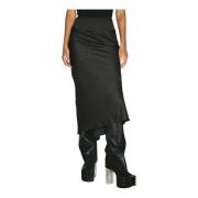 Satin Midi Rok Paneel Constructie Rick Owens , Black , Dames