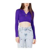 Paarse Polyester Blend Dames Trui Tommy Jeans , Purple , Dames