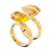 Vierkante Kristal Gouden Ring Swarovski , Yellow , Dames