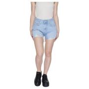 Blauwe Katoenen Dames Shorts met Zakken Tommy Jeans , Blue , Dames