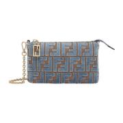 Blauwe Schoudertas met FF Motief Fendi , Blue , Dames